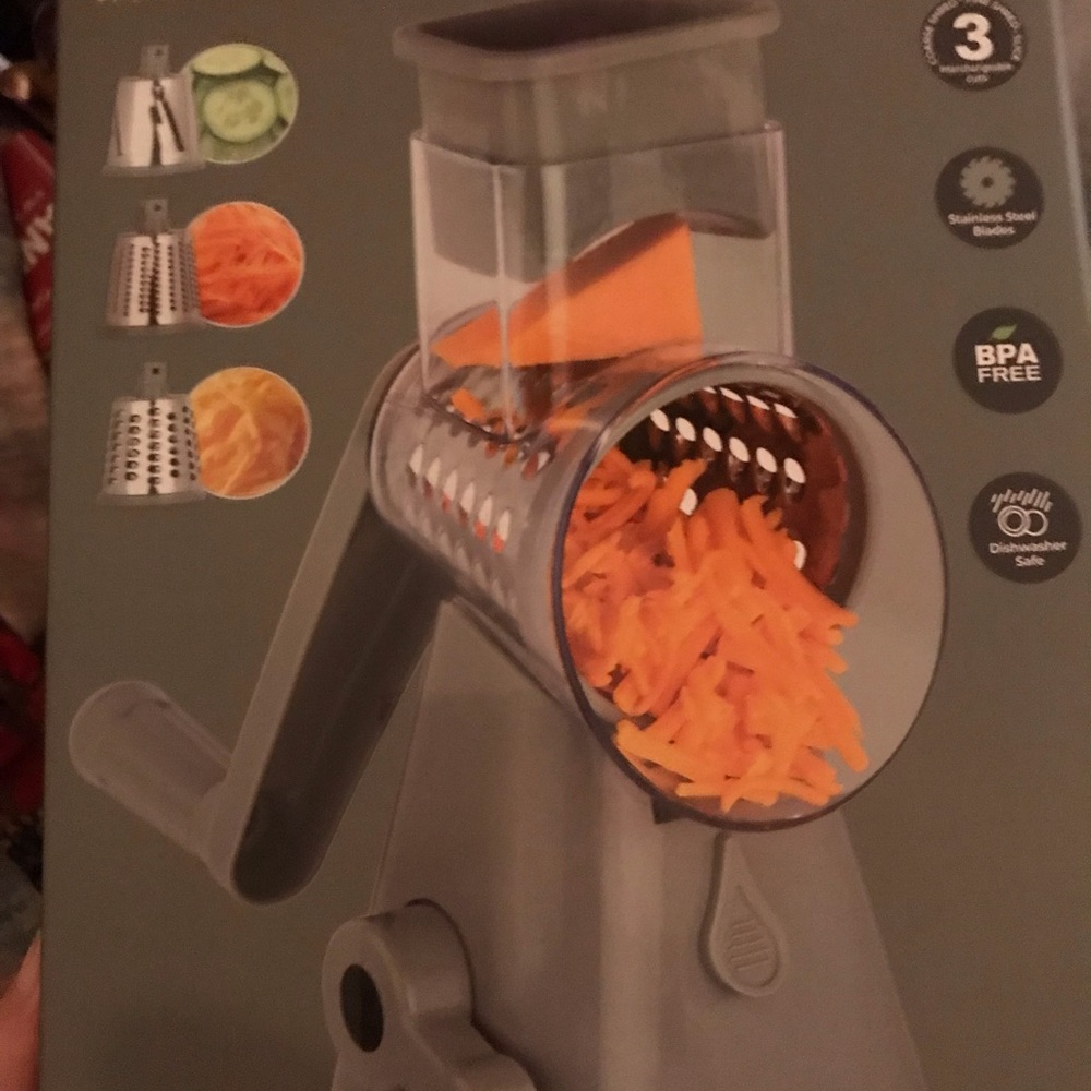 New- NutriSlicer Gray Rotary Cheese Grater